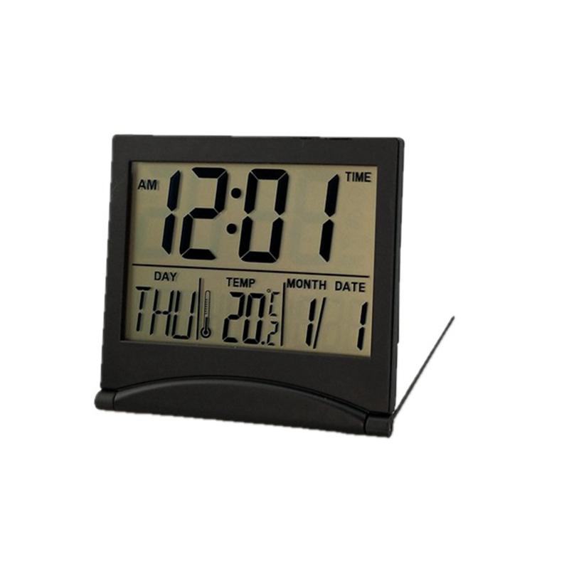 

Мини Складной Настольный Термогигрометр Часы ЖК Цифровой Будильник Электронная Метеостанция Настольные Дорожные Часы чёрный