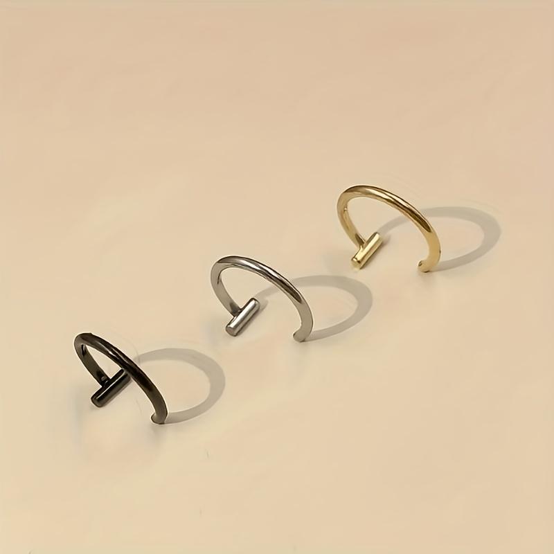 3 New Nose Rings, Stainless Steel Punctured Nose Rings, Three-color T-word Three-piece Round Lip Nails, Suitable for Daily Wear and Gifts for Friends