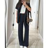 New Women's Autumn and Summer Solid-color Casual Loose Pocket Sweatshirt Straight-leg Pants Set