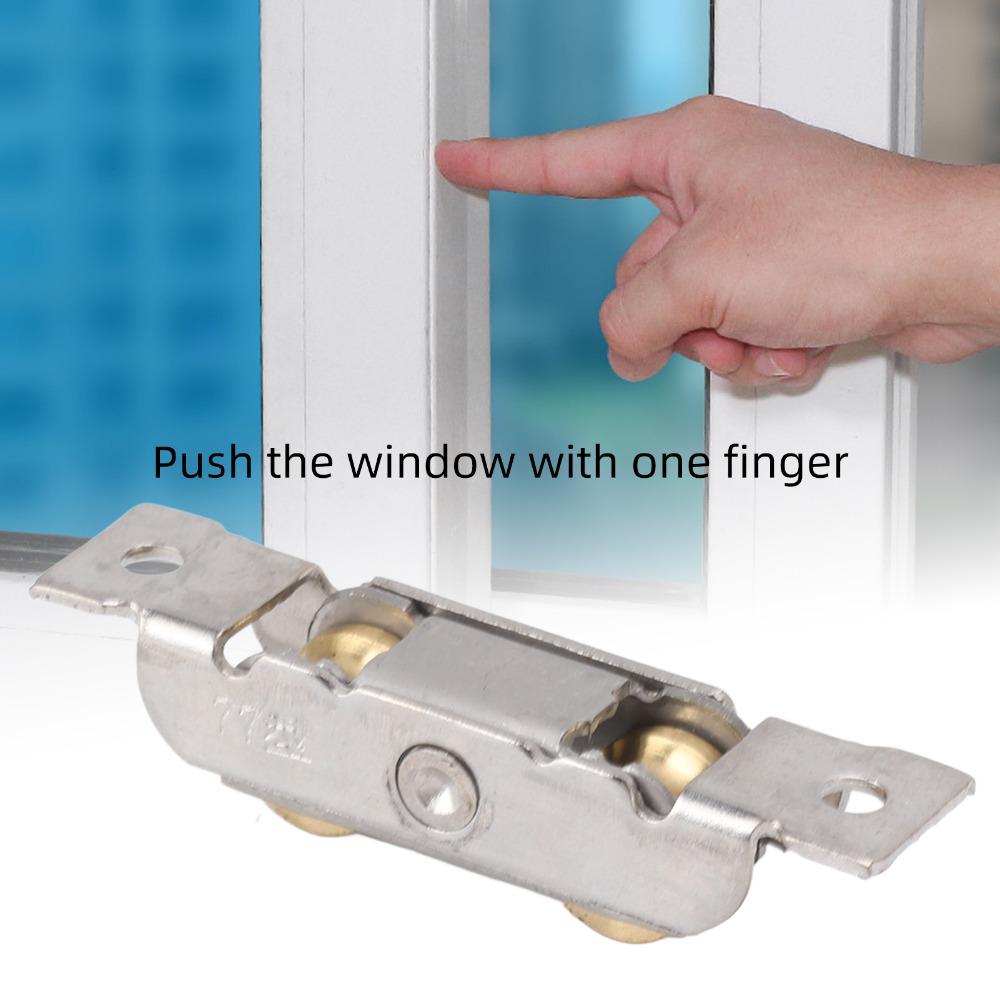 4PCS Double Rollers Sliding Door Roller Stainless Steel Tandem Rollers Concave Wheel Roller With Screws 4PCS