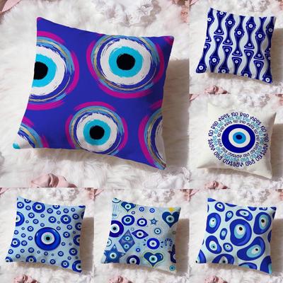 Art Evil Eye Symbol Cushion Cover Premium Comfort Reversible Pillow Cove -Two In One Design for Any Room & Car Interior