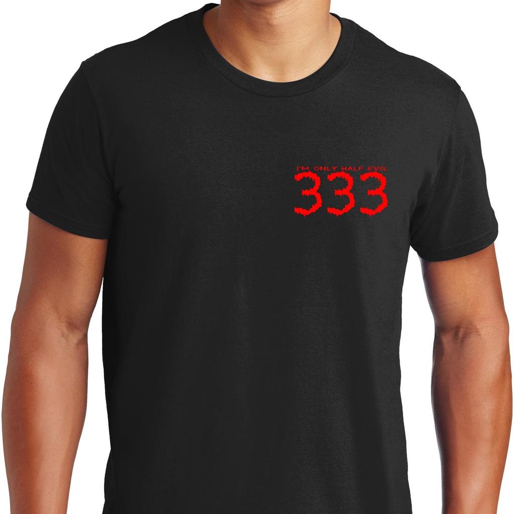 PubliciTeeZ Big and Tall Halloween 333 I'm Only Half Evil T-Shirt