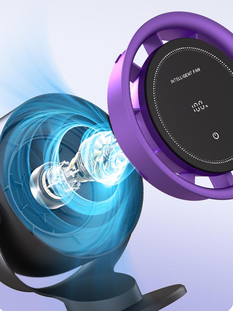 Smart Electric Fan 100 Speed Bladeless Fan Type-C Charging Desktop Silent Wall Mounted Air Conditioner Car Office Indoor Camping