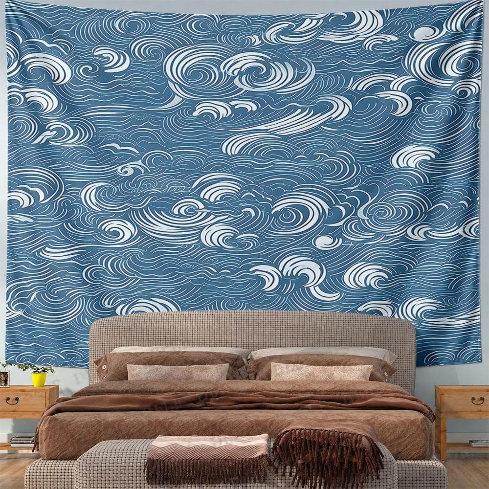 Swirling Ocean Wave Pattern Pattern Wall Hanging Tapestry Decorative Tapestry Home Decor for Bedroom and Living Room