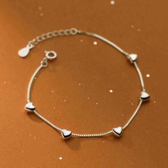 Women Bracelet Adjustable Sweet Elegant Bright Luster All Match Decoration Gifts Love Heart Chain Bracelet Party Charm Jewelry for Girlfriends