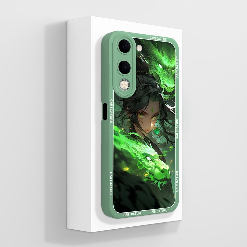 Für Vivo Y04 Y03 Y02 Y11 Y15 Y20 Handyhülle Niedliches Cartoon-Mädchenmuster Glattes Flüssigsilikon Stoßfester Schutz Rückseitenabdeckungen Hülle Für Vivo Gehäuse