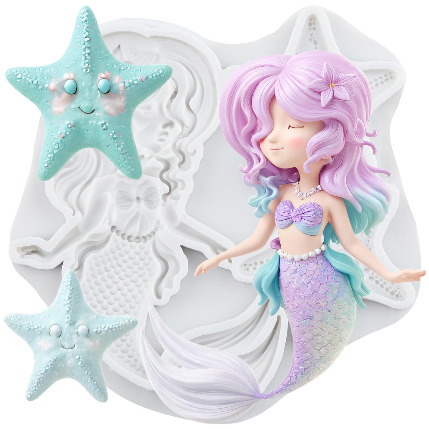 

Силиконовые формы Русалка, Форма для мастики Морская звезда, Инструменты для украшения торта, Топпер для кекса, Форма для конфет, шоколада, гампасты серый