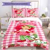 3pcs Duvet Cover Set (1*Duvet Cover + 2*Pillowcase, Without Core), Strawberry Shortcake Print Soft All‑Season Bedding Set, Home Bedroom Decor Gift