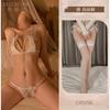 Sexy Bed Free Sex Underwear Without Steel Ring Shows Large Bra Pure Desire Free Milk Pearl Three-point Set