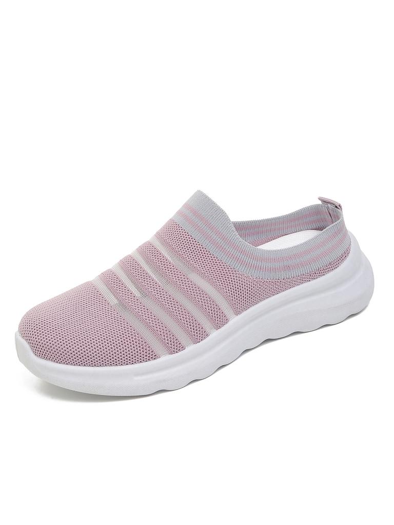 Women'S Shoes Casual Sneakers Striped Knit Breathable Slip-On Walking Shoes For Women Free Shipping