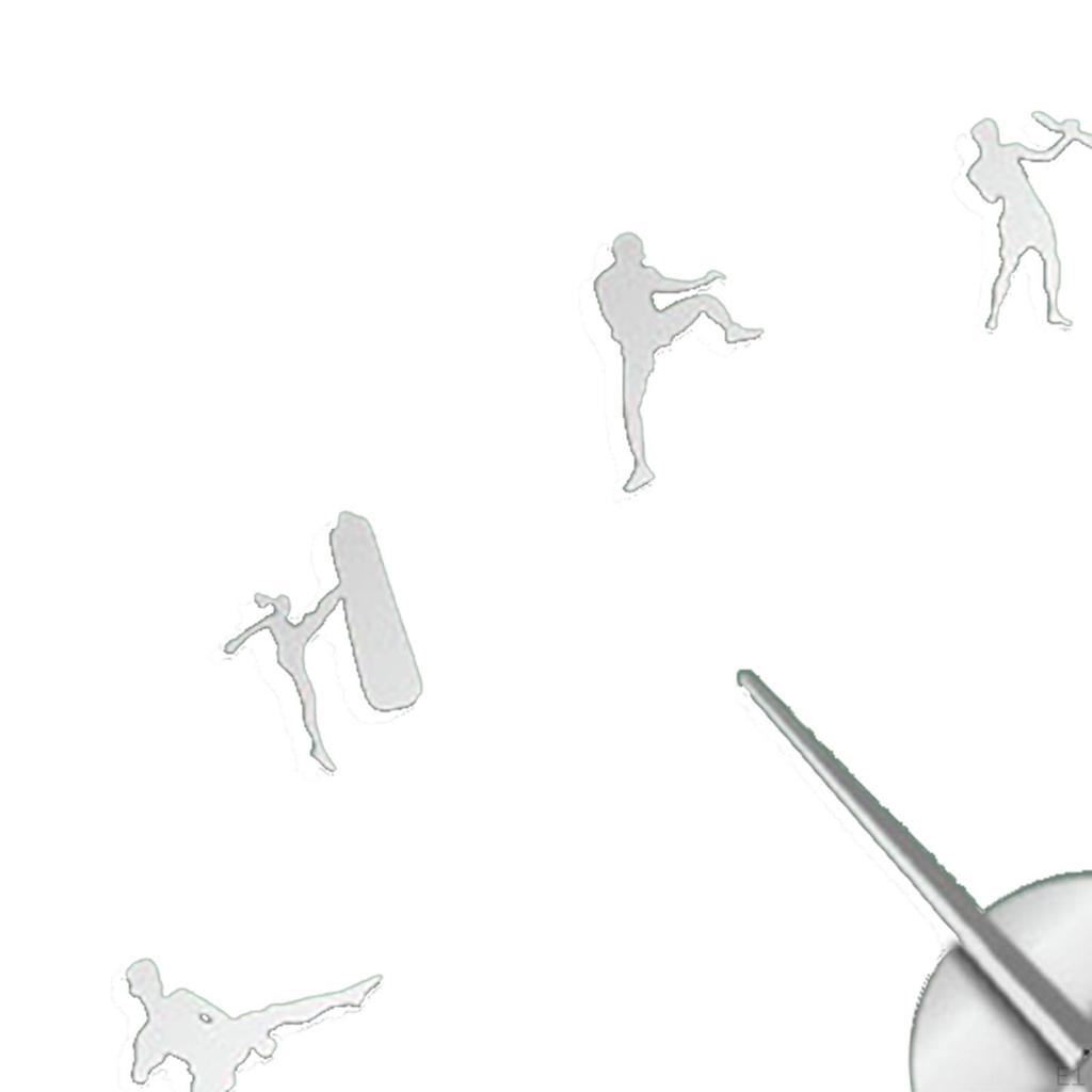 3D Large Wall Clock DIY, Non Ticking Watch Clocks Mirror Stickers Art Acrylic Karate Taekwondo