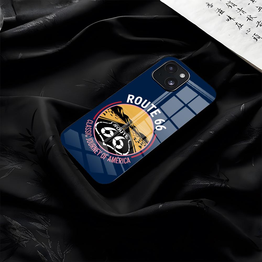 

Route 66 US Highway Phone Case For IPhone 17 Pro Max 16 15 14 Pro Max 13 11 Plus Glass Cover iPhone 12 Pro