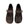 Retro Mary Jane Schuhe Schnalle weiche Sohle Einzelne Schuhe Frühling Neu Außenbekleidung flacher Boden flache Öffnung Mützen Schuhe