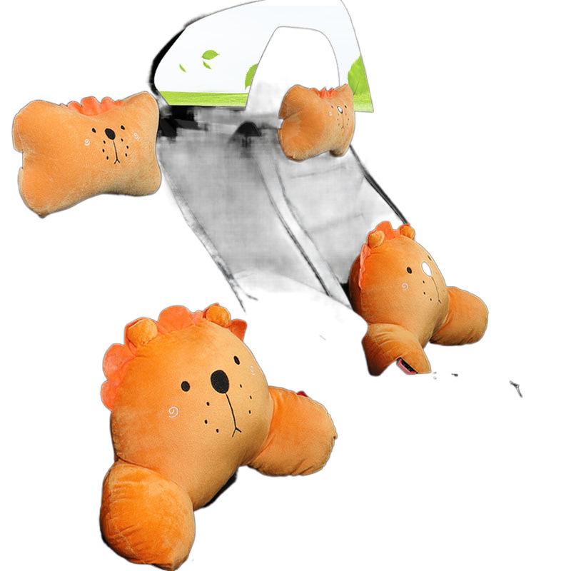 Cute Cartoon Car Headrest and Lumbar Support Pillow Set