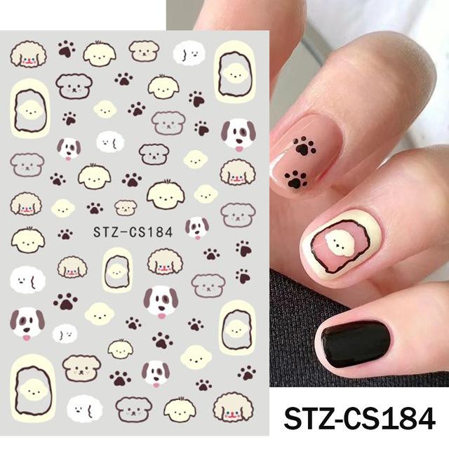 Nail Art Stickers, Cartoon Cute Pet Kitten Cat Expression Cat Paw Adhesive Nail Stickers