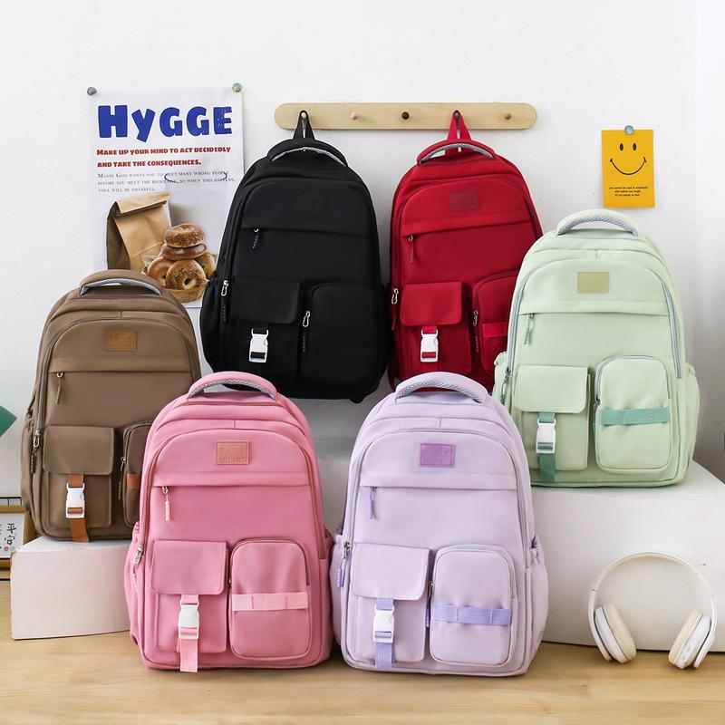 Vierteiliges Set Neuer Schülerranzen Modisch Einfach Lässig Einfarbige Vielseitige Große Kapazität Grund- und Sekundarschulrucksack Herren