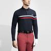 Fila Golf Series Color Block Knitted Long Sleeve Polo Shirt Men Tops Legendary-Blue A11M415217F-NV