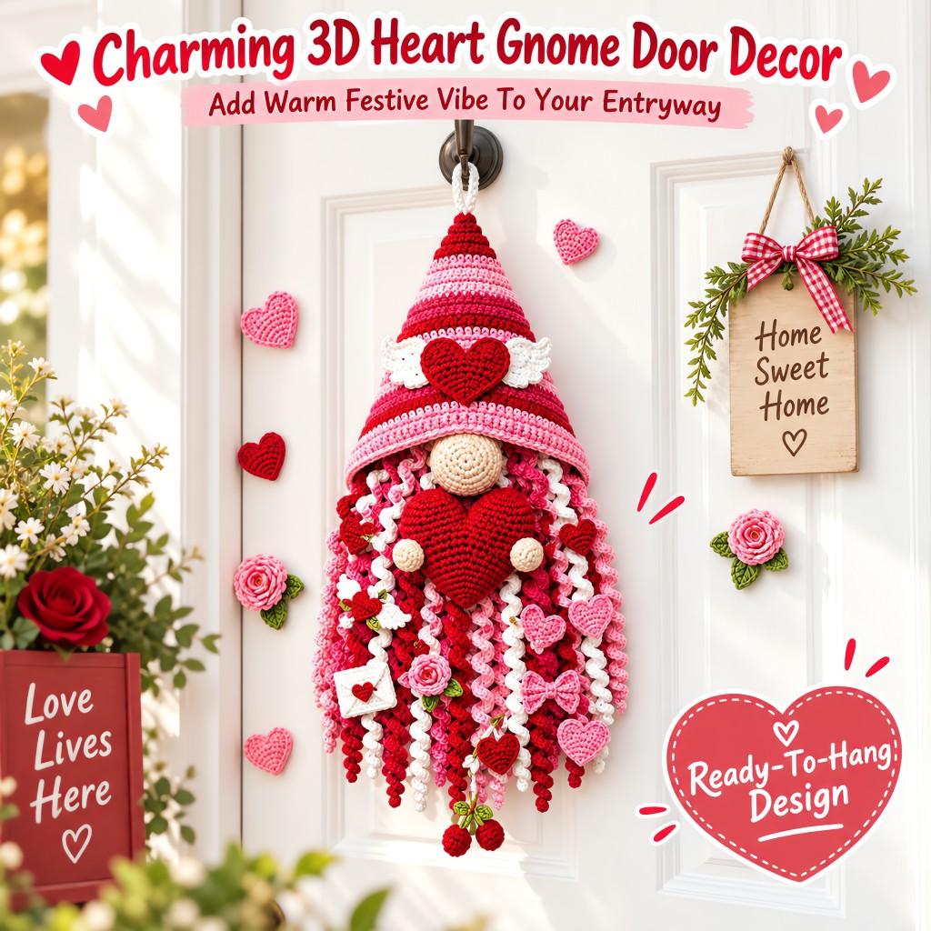 3D Holiday Crochet Kit Crochet Set Handheld Heart Gnome