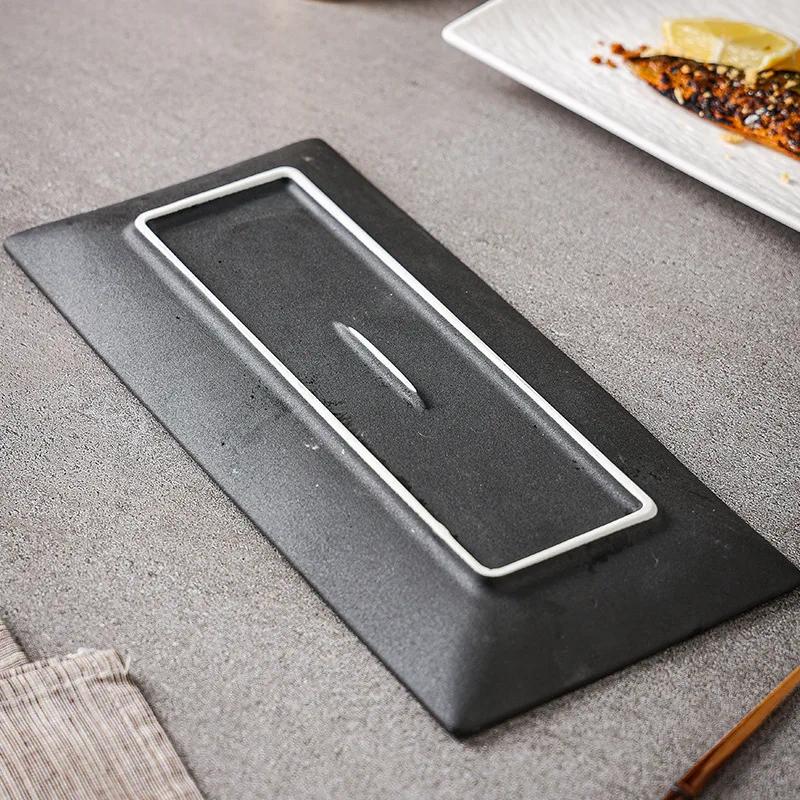 Japanese ceramic sushi plate Creative rectangular plate Breakfast Dessert plate Sashimi restaurant tableware