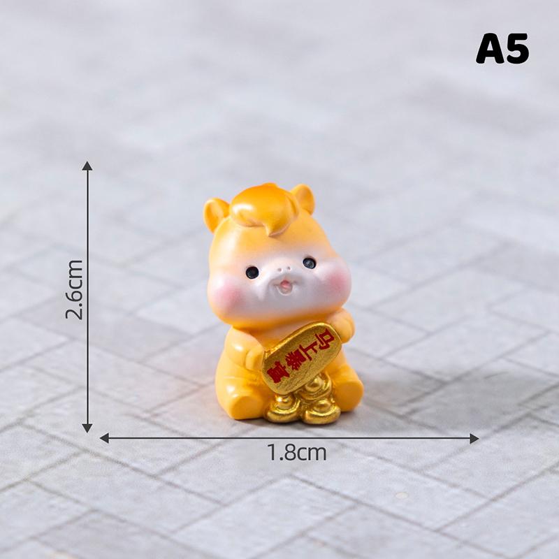 2026 New Year Figurines Miniatures Cartoon Lucky Horse Micro Landscape Car Interior Home Desk Ornaments Room Decor Gift