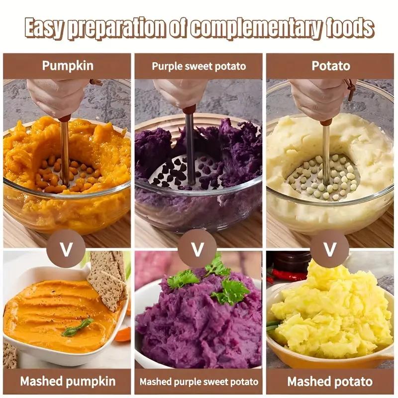 1Pcs 201 Stainless Steel Mashed Potato Press Household Purple Sweet Potato Press Baby Food Press Tool