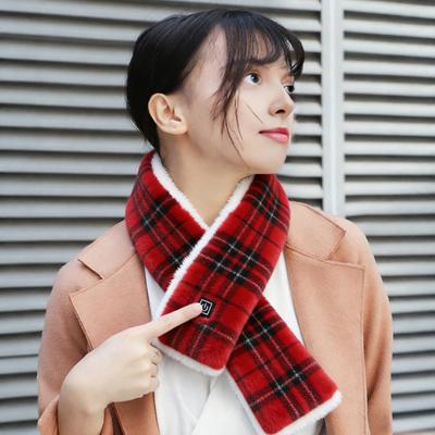 Yousheng Heated Scarf with USB Power Supply Plaid Print Adjustable 3 Heat Settings Neck Heating Pad Portable Electric Heated Neck Warmer