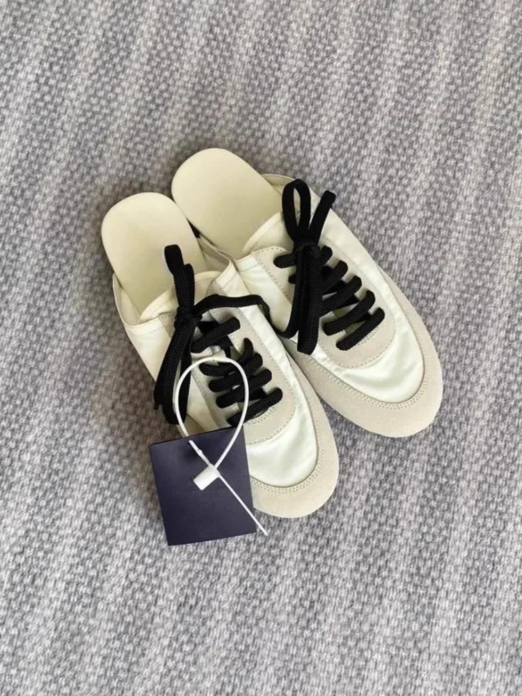 

Fashion Women s Mules Round Toe Elastic Band Flat Sole Women s Slippers Leisure Daily Cover Toe Personality Zapatillas De Mujer 35 off білий колір