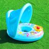 Float Boat Baby Seat With Shade Canopy Kids Inflatable Swimming Pool Aid Ring