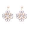 Bohemian style diamond-set rice beads colored four-leaf clover floral flower earrings, temperament imitation pearl earrings