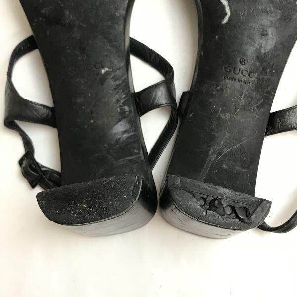GUCCI Thong Heel Sandals [Italy/23.0-24.0/Black] Pumps High Heels(USED)