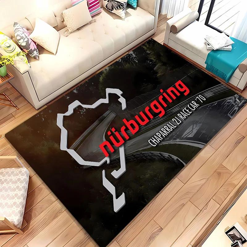3D HD Nurburgring F1 International Track Rug,Carpet for Living Room Bedroom Sofa Doormat Decor,Kid Game Non-slip Floor Mat Gift