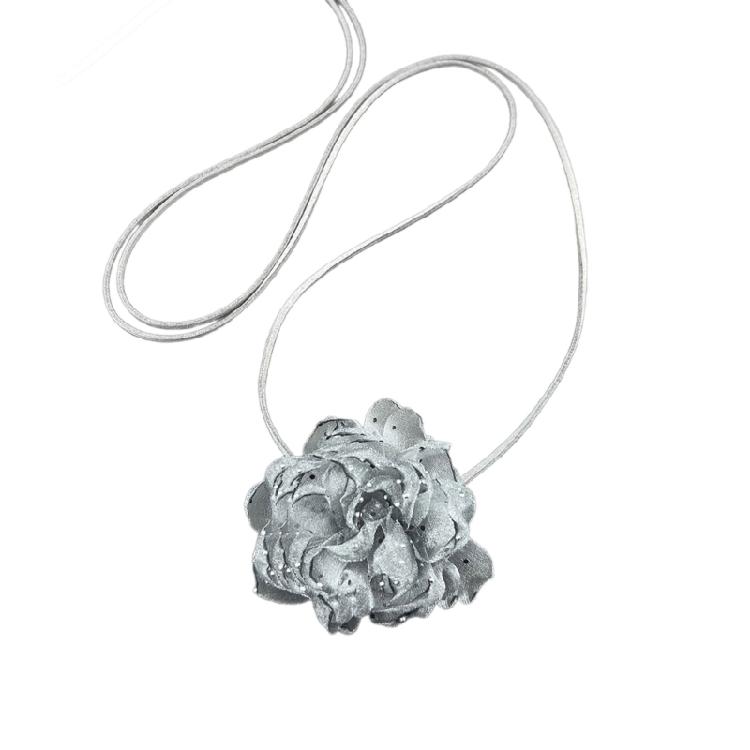 3D Rose Pendant Necklace Versatile Floral Clavicle Chain Simulated Flower Choker