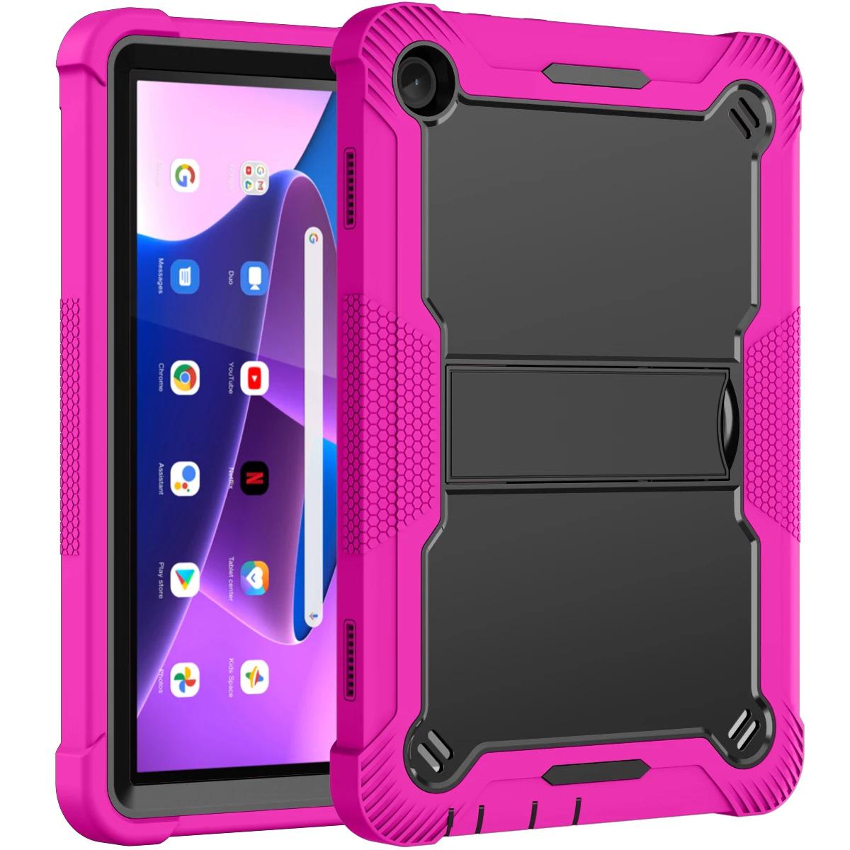 Capa Case com Suporte Armadura Para Lenovo Tab M11 M10 HD 2ª Geração X306F X606X M10 3ª Geração 10.1 TB-328FU Capa Tablet Tab M10 Plus 3ª Geração M10 Plus Gen 3 10.6 rosa vermelha