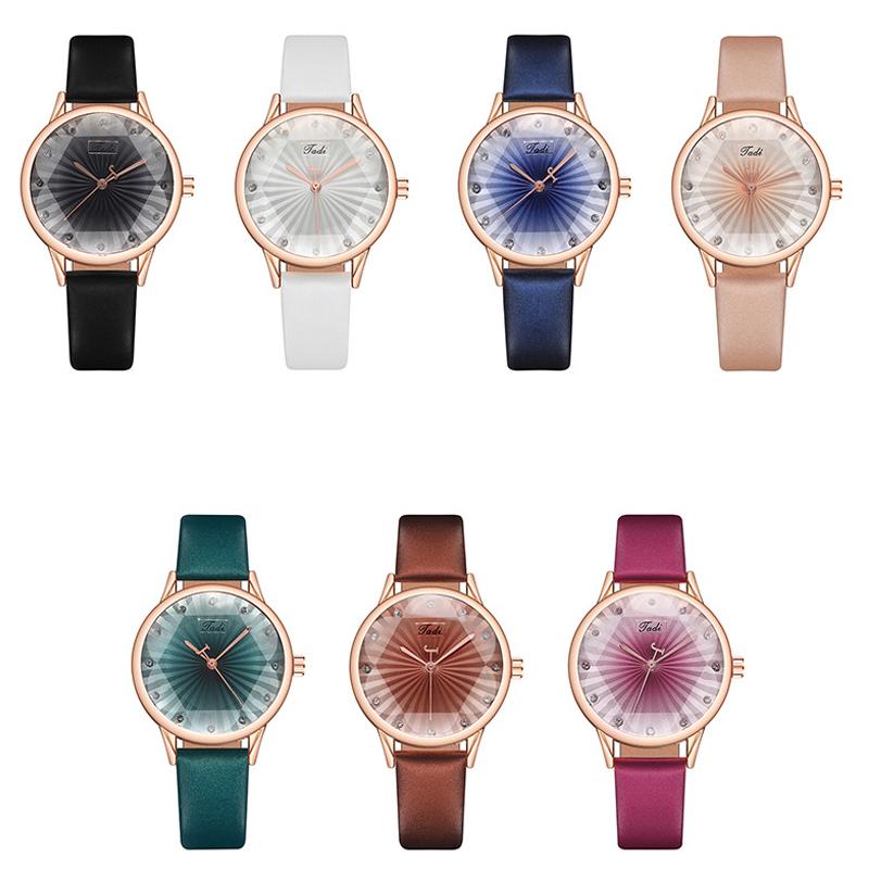 Creative Quartz Watch Leather Crystal Aesthetic Clock Versatile Business Women Wristwatch