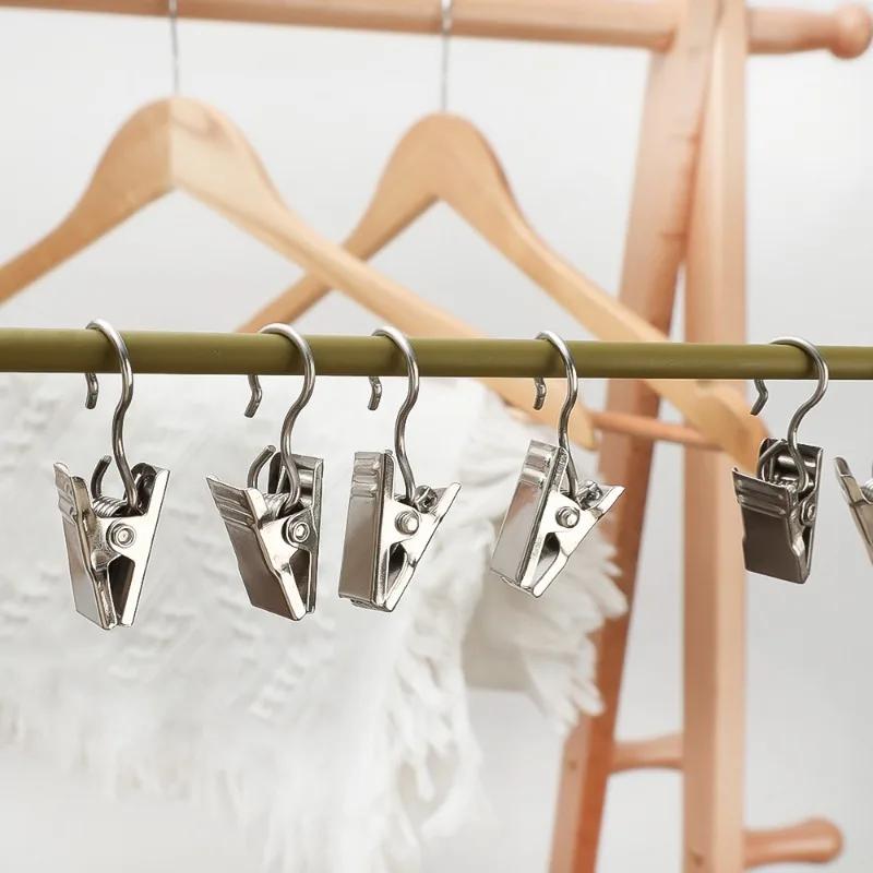 200/10x Mini Metal Curtain Clips with Hook Stainless Steel Iron Drapery Hook Enduring Home Window Accessories Home Decoration