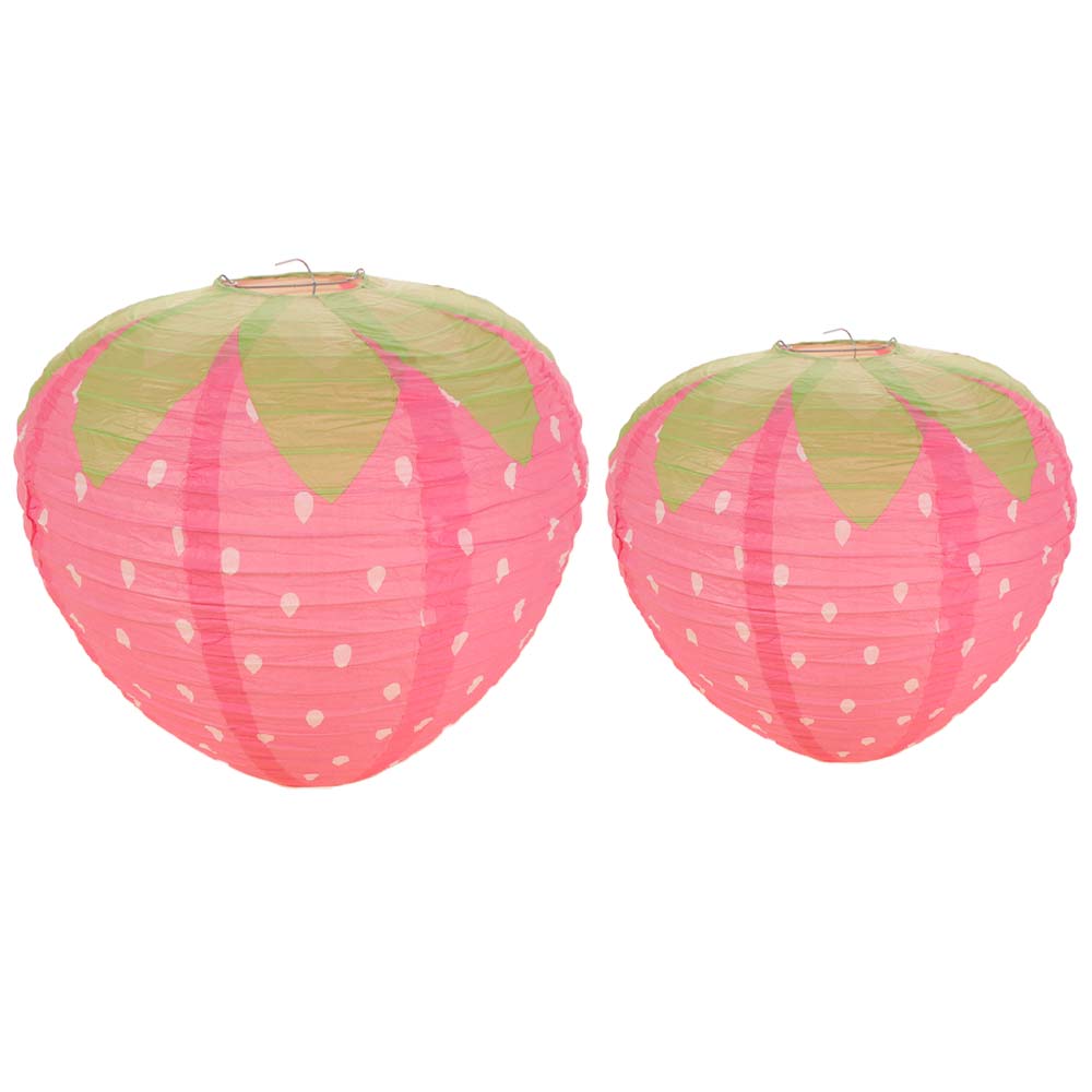 3D Pink Strawberry Lantern Handheld Fruit Theme Paper Lantern Sweet Cute Ornament Hanging Lantern Ball Children's Holidays