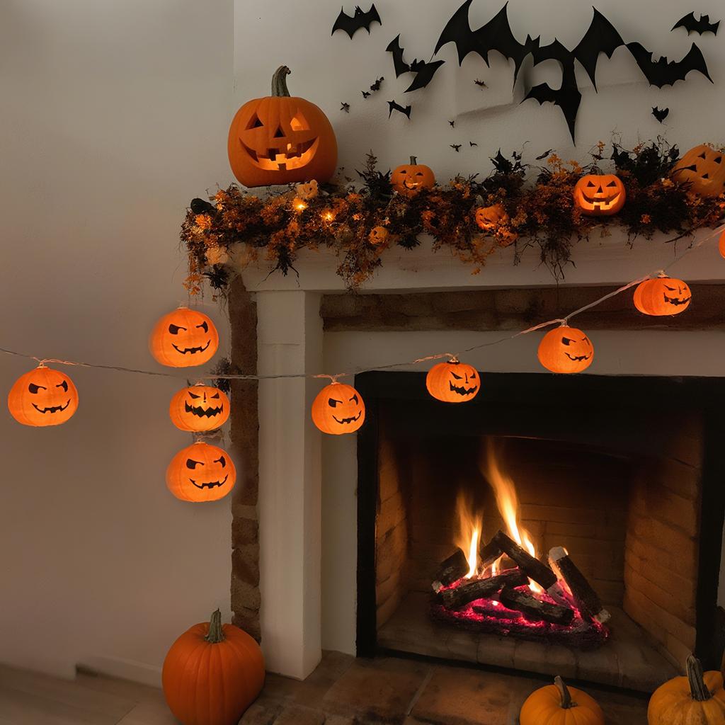 1PC 10/20 LED Halloween Pumpkin String Lights Battery Powered Indoor Decorative Lights For Party Door Window Festival Decoration