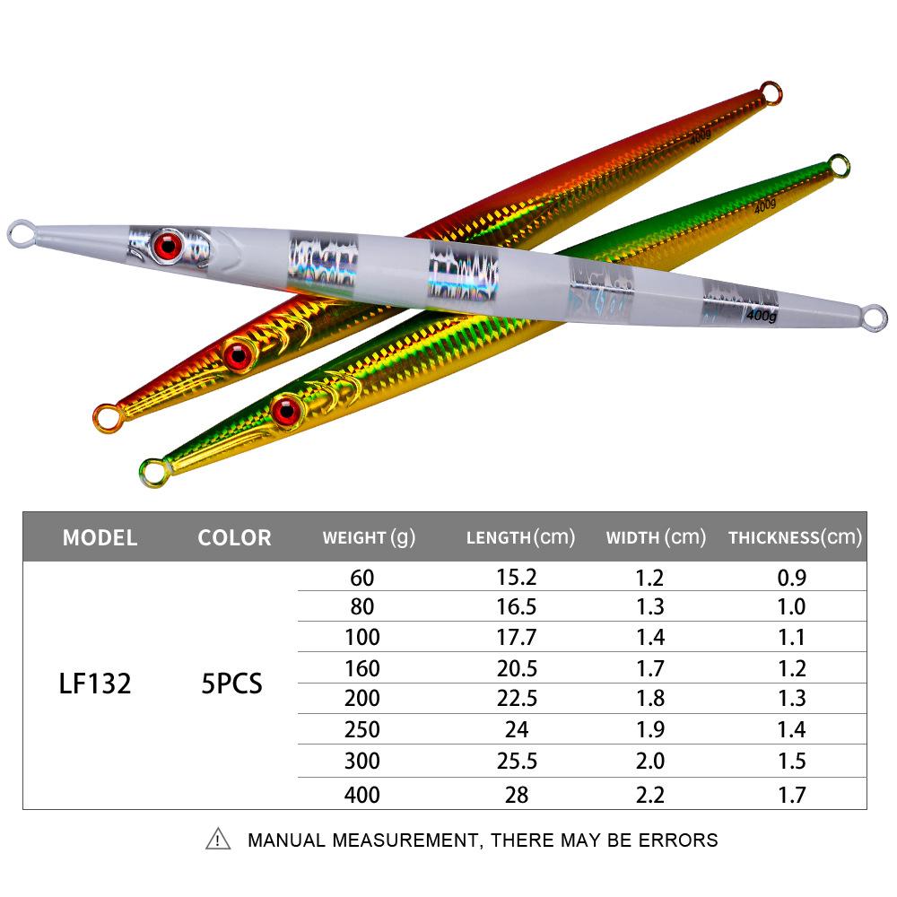 Lure Iron Plate Jig Sea Fishing Long Bar Quick Draw Iron Plate Lead Fish 60-400g Quick Sink Slow Shake Night Glow Iron Plate