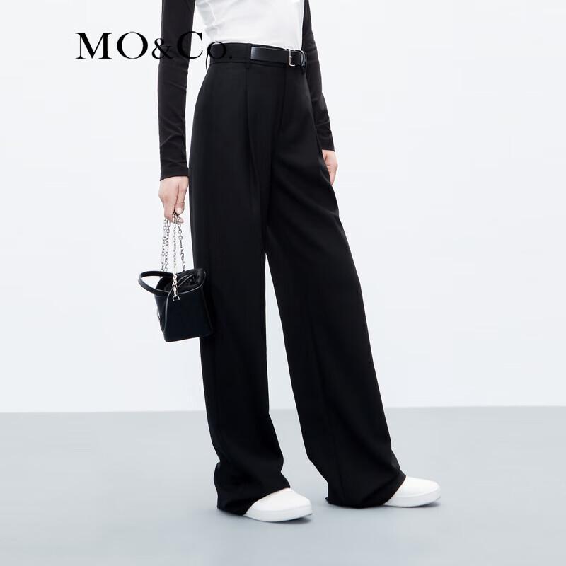 MO&Co. High-Waist Straight Wide-Leg Casual Trousers
