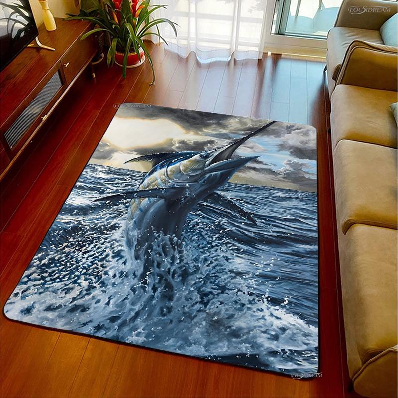 Fishing Enthusiast Carpet for Living Room Sofa Bedroom Alfombra Rugs Kitchen washroom Door Kids Unslip floor Mats birthday gift
