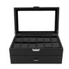 24 Slots Watch Display Box Carbon Fiber Watch Case with Drawer Design Waterproof PU Leather Interior Watch Organizer