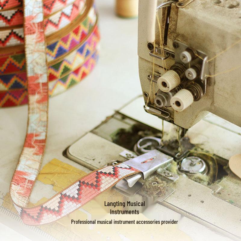 Bohemian Ethnic Leather Ukulele Headstock and Endpin Strap