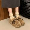 Internet celebrity popular Mao Mao shoes women wear 2025 autumn and winter new thick-soled versatile one-pedal bean velvet cotton shoes