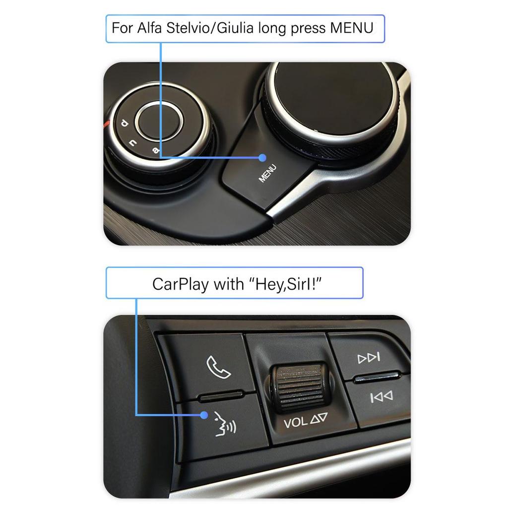 Sinairyu Wireless CarPlay Android Auto DAB DVR HDMI Mirror Link Compatible For Alfa Romeo Giulia Stelvio 2017-2019