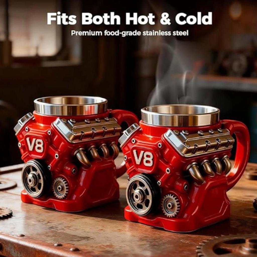 V8-Motoren-Kaffeebecher Handgefertigter Kaffeebecher Für Auto-Liebhaber Lustig 3D Große Kapazität Tee-Heißgetränke-Becher Für Zuhause Büro