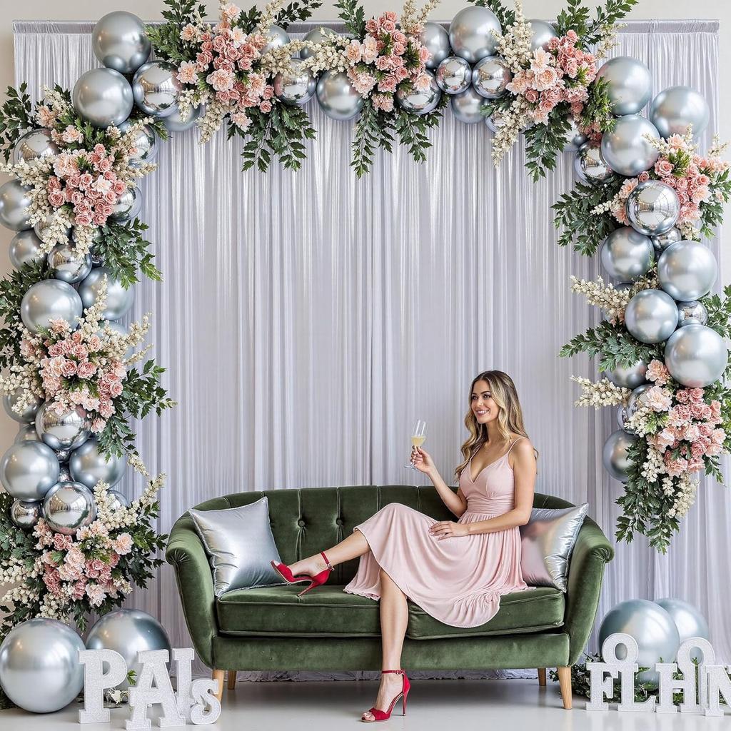 5x10ft Laser Backdrop Curtains For Glitter Wedding Photo Back Drop Cloth Birthday Christmas Photography Background Decor 1 Panel