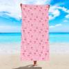 Roze Strik Hart Print Strandlaken Polyester Sneldrogend Zandvrij Grote Badlakens voor Zomer Zwembad Zwem Vakantie Reisdeken