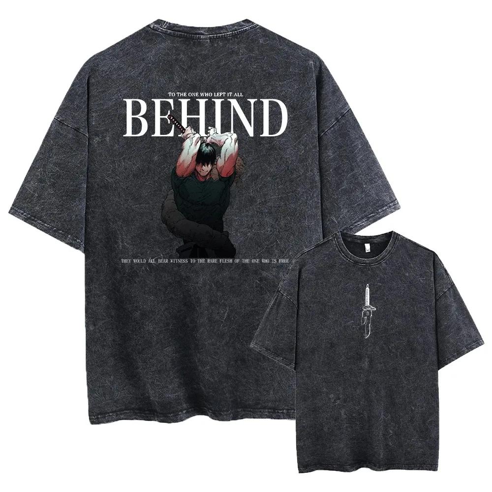 Neues Top Heißblütiger Anime Gojo Vintage Oversize T-Shirt Säuregewaschen Jujutsu Kaisen Herren Damen Baumwolle Harajuku Lässiges T-Shirt