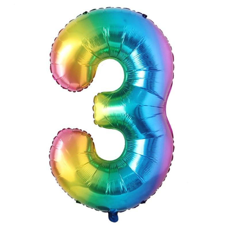 40inch Big Rainbow Foil Birthday Balloon Helium Number Balloons Happy Birthday Party Decorations
