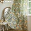 1PC French Retro Floral Printed Curtains Pastoral Style Tassel Edge Semi Blackout Curtains for Bedroom Living Room Window Home Decor